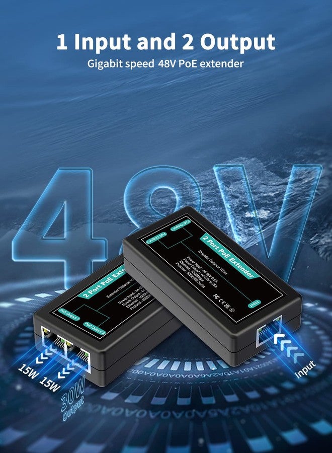 NICGIGA 1 in 2 Out Gigabit PoE Extender, 100 Meters(328 ft), IEEE 802.3af/at PoE Splitter for IP Cameras, IP Phone, Wireless AP - Image 3