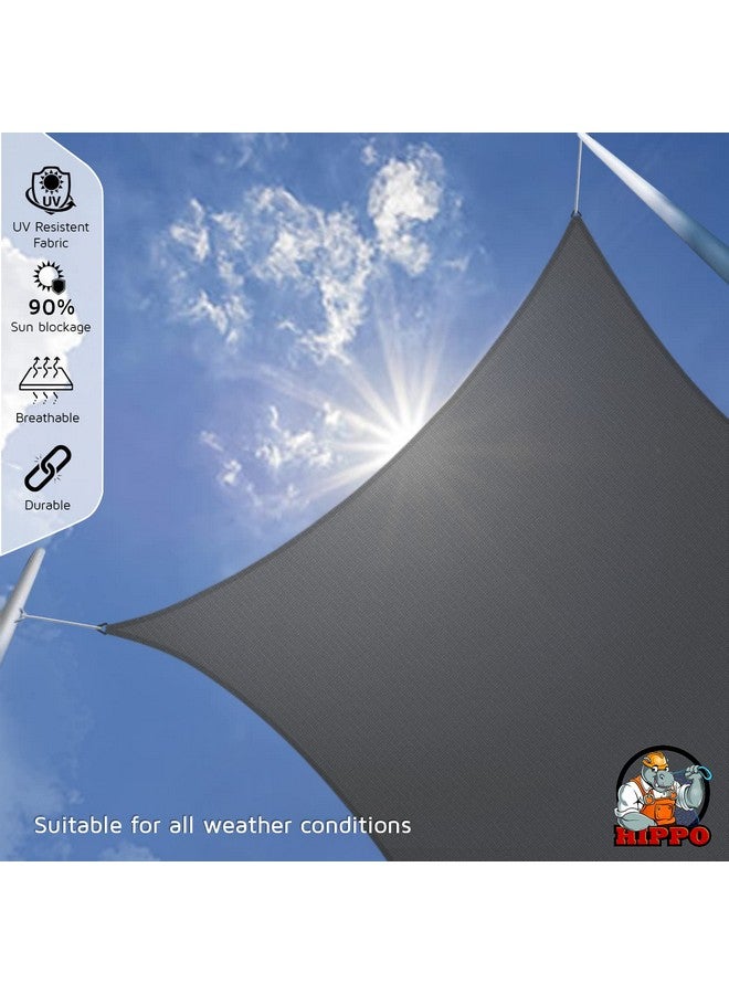 HIPPO Rectangle Shade Sail Affordable & Premium 180 GSM Sun Shade UV Block for Canopy Outdoor Patio Car Parking (Charcoal-Grey, 9.5FTX16.5FT) - Image 2