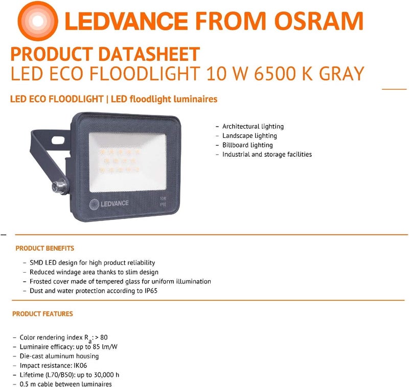 LEDVANCE LEDVANCE 10W ECO LED Floodlight - Image 2