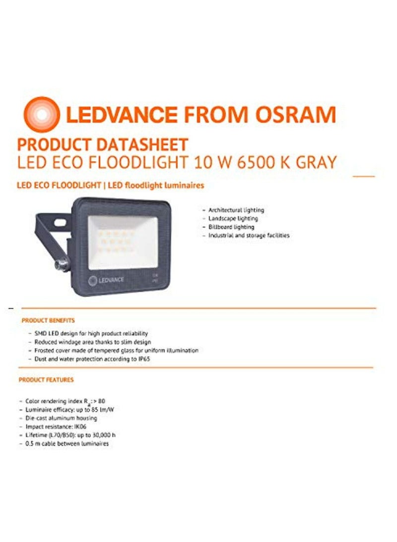 OSRAM Ledvance OutdoorIndoor Eco Led Flood Floodlight Luminaires 10W Car ParkSecurityArchitectural Light Weight Slim Design Ip65 Water Resistance Day Light 850Lm 6500K LedvEcoFl10WDl - Image 5