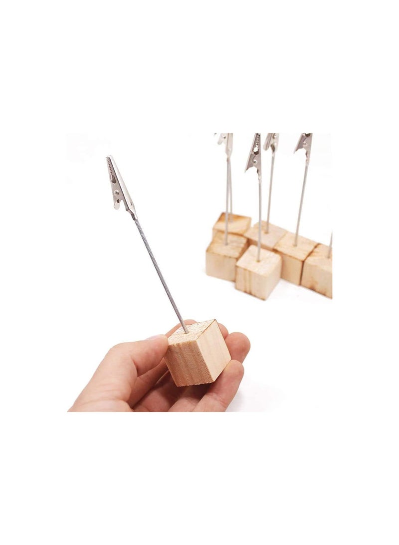 GGOOT Pack of 10 Crocodile Clips Photo Holder, Memo Clip Holder and Message Clip Holder, Vertical Note/Photo Holder with Crocodile Clip and Pine Base for Hobby Modeling Card Paper Pictures Memo Decoration  - Image 4