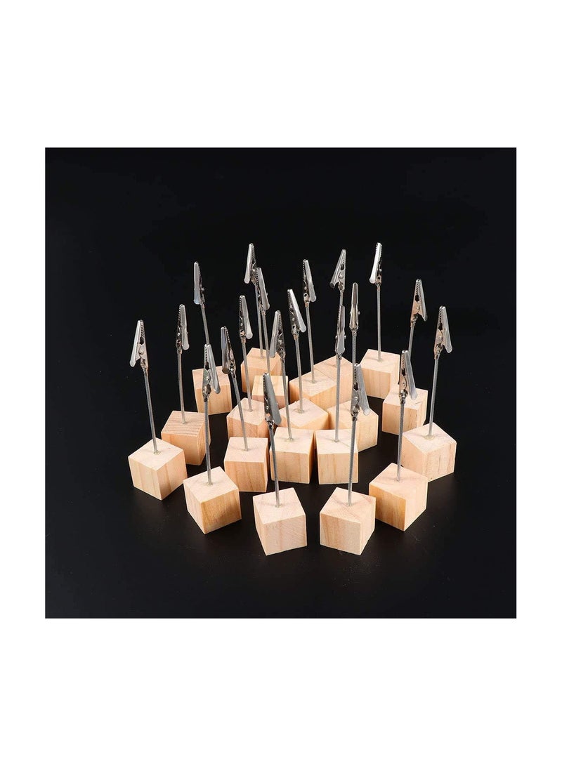 GGOOT Pack of 10 Crocodile Clips Photo Holder, Memo Clip Holder and Message Clip Holder, Vertical Note/Photo Holder with Crocodile Clip and Pine Base for Hobby Modeling Card Paper Pictures Memo Decoration  - Image 3
