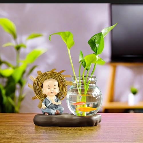 Ekhasa Nostrae Buddha with Money Plant Planter Show Pieces for Home Decor | Cute Showpieces Gift Item for Decoration | Center Table Tv Showcase Shelf Office Interior Statue Figurines - Image 2
