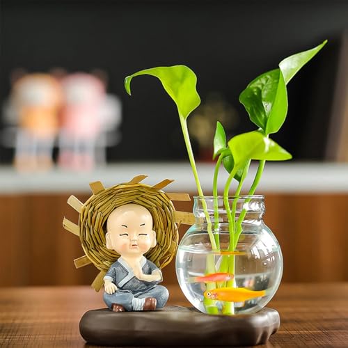 Ekhasa Nostrae Buddha with Money Plant Planter Show Pieces for Home Decor | Cute Showpieces Gift Item for Decoration | Center Table Tv Showcase Shelf Office Interior Statue Figurines - Image 1