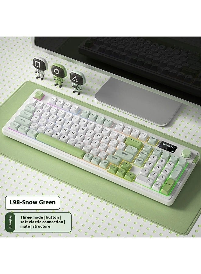 لانغتو لوحة مفاتيح ميكانيكية L98 ثلاثية الأوضاع، مزودة بمقبض متعدد الوظائف سلكي وبلوتوث لاسلكي ولوحة مفاتيح ألعاب RGB - Image 1