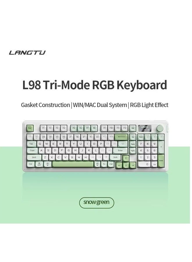 لانغتو لوحة مفاتيح ميكانيكية L98 ثلاثية الأوضاع، مزودة بمقبض متعدد الوظائف سلكي وبلوتوث لاسلكي ولوحة مفاتيح ألعاب RGB - Image 2