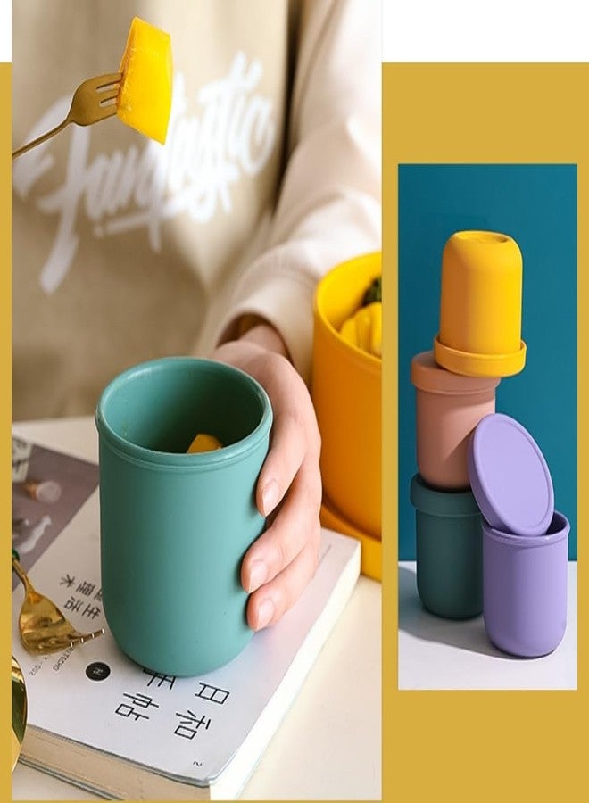 yaocoral 8 oz Silicone Food Storage Container Portable Silicone Bowl Cup with Lids,Airtight Food Container for Dessert,Fruit,Snack,Dipping Sauce,Yogurt,Microwave Freezer Safe(green) - Image 2