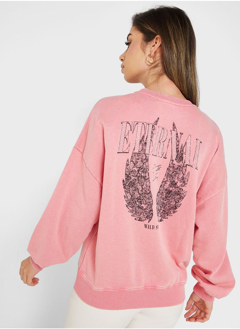 ONLY - Graphic Knitted Sweatshirt - Image 1