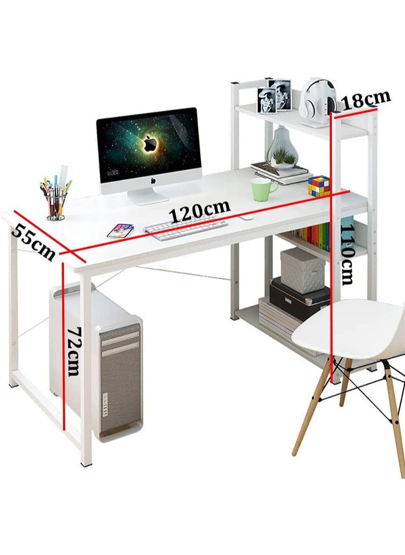 AGD Computer Desk with Storage Shelves Home Office Desk with Bookshelf Study Writing Table Corner Desk PC Laptop Desk with Strong Legs (120 * 55 * 110 cm)  - Image 1