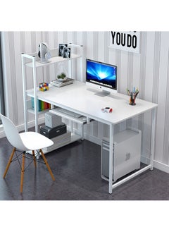 AGD Computer Desk with Storage Shelves Home Office Desk with Bookshelf Study Writing Table Corner Desk PC Laptop Desk with Strong Legs (120 * 55 * 110 cm)  - Image 4