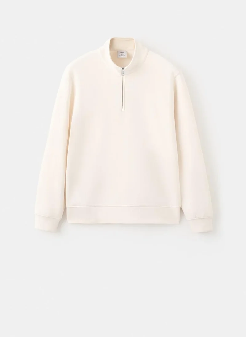 Mango Man  Zip neck sweatshirt 100% cotton lightweight for Men | Best Price UAE