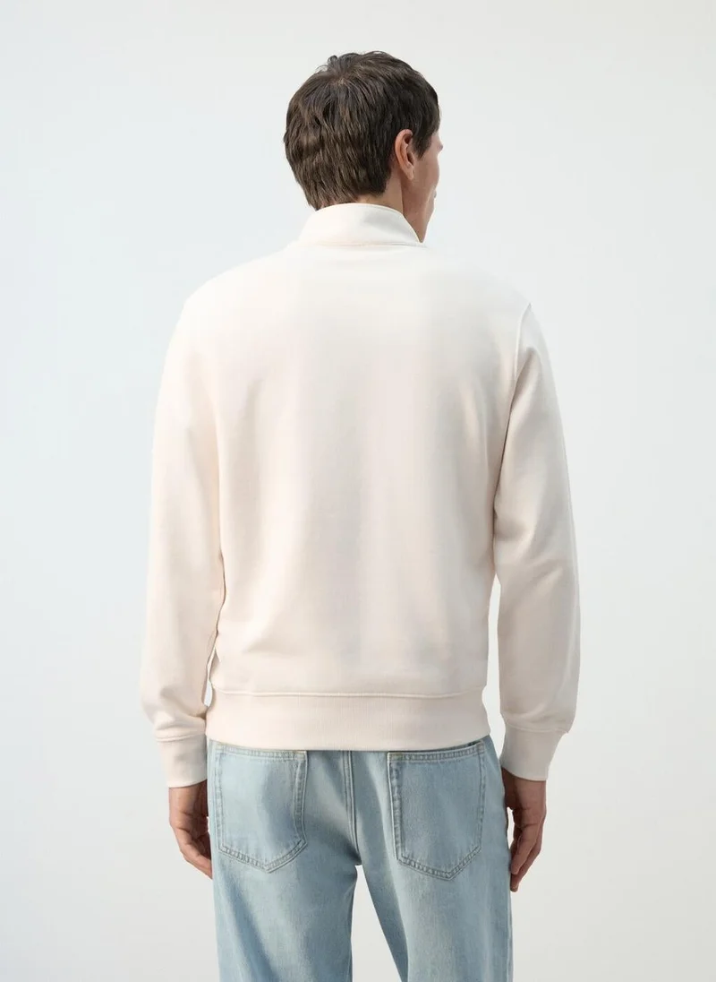 Mango Man Zip neck sweatshirt 100% cotton lightweight