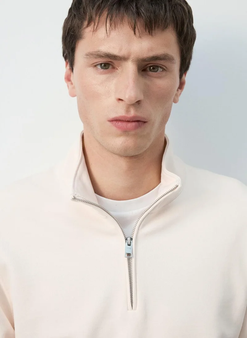 Mango Man  Zip neck sweatshirt 100% cotton lightweight for Men | Best Price UAE