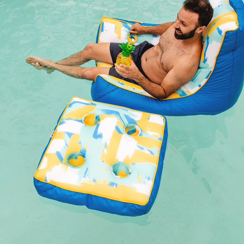 Big Joe Captain's Caddie No Inflation Needed Pool Float Drink Holder, Paintbrush Yellow Double Sided Mesh, Quick Draining Fabric, 2 feet - Image 5