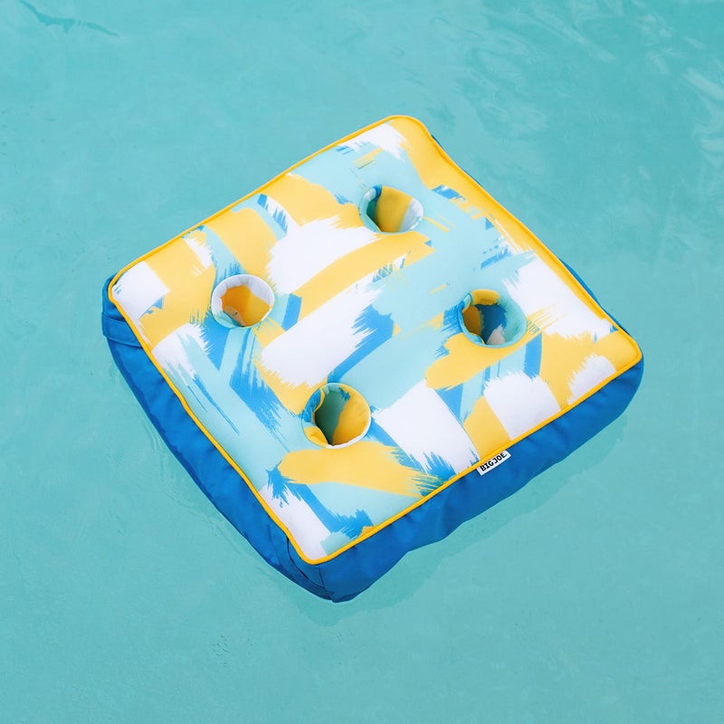 Big Joe Captain's Caddie No Inflation Needed Pool Float Drink Holder, Paintbrush Yellow Double Sided Mesh, Quick Draining Fabric, 2 feet - Image 4