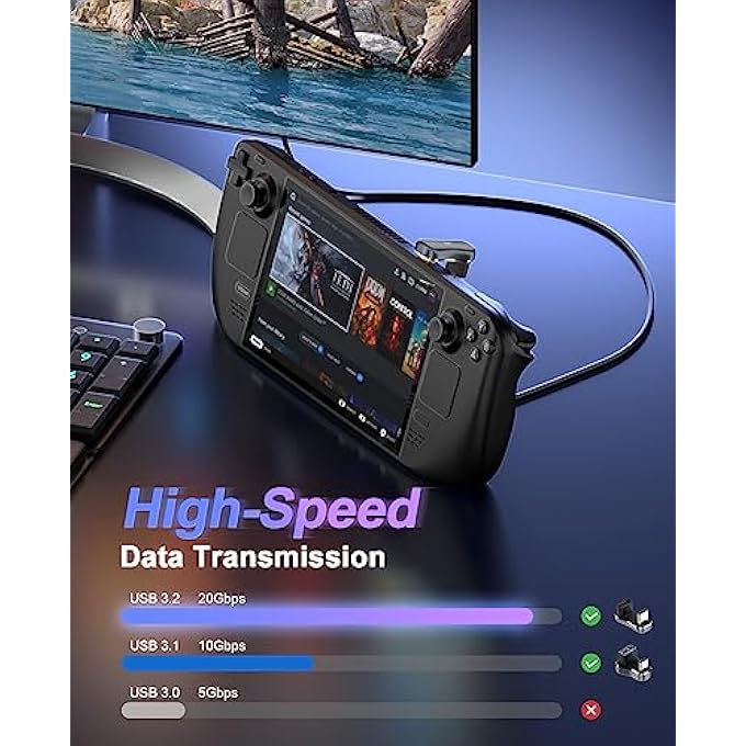 rayihni محول USB C ذكر بزاوية 180 درجة إلى USB أنثى، يدعم نقل البيانات بسرعة 10 جيجابت في الثانية والشحن المستقر (10G C إلى C وC إلى A) - Image 2
