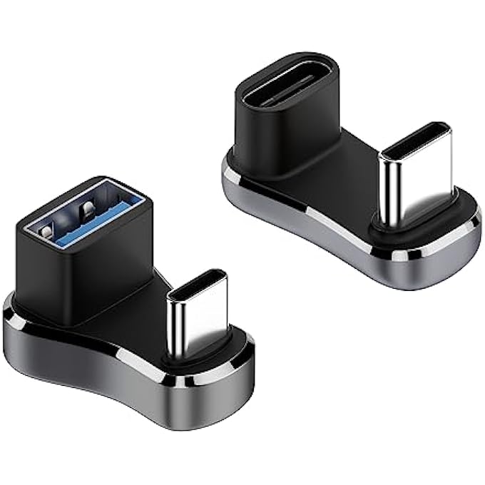 rayihni محول USB C ذكر بزاوية 180 درجة إلى USB أنثى، يدعم نقل البيانات بسرعة 10 جيجابت في الثانية والشحن المستقر (10G C إلى C وC إلى A) - Image 1