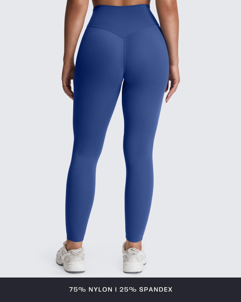 Aoxjox High Waisted Workout Leggings for Women Tummy Control Buttery Soft Yoga Metamorph Deep V Pants 26" (Bellwether Blue, Medium) - Image 3