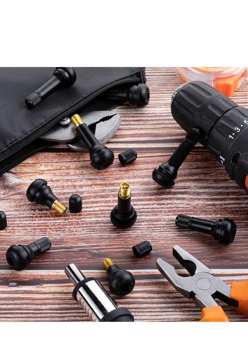 SYOSI 100 Pieces Tire Valve Stems Rubber Black Rubber Snap-in Valve Stems Standard Length Replacement Tire Valve Stems for Car Tubeless Rim Holes Replacement (0.7 x 1.7, 0.7 x 1.4, 0.7 x 2 Inches) - Image 3