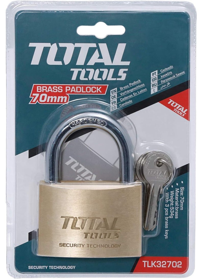 TOTAL Heavy Duty Brass Padlock 70 MM  - Image 1