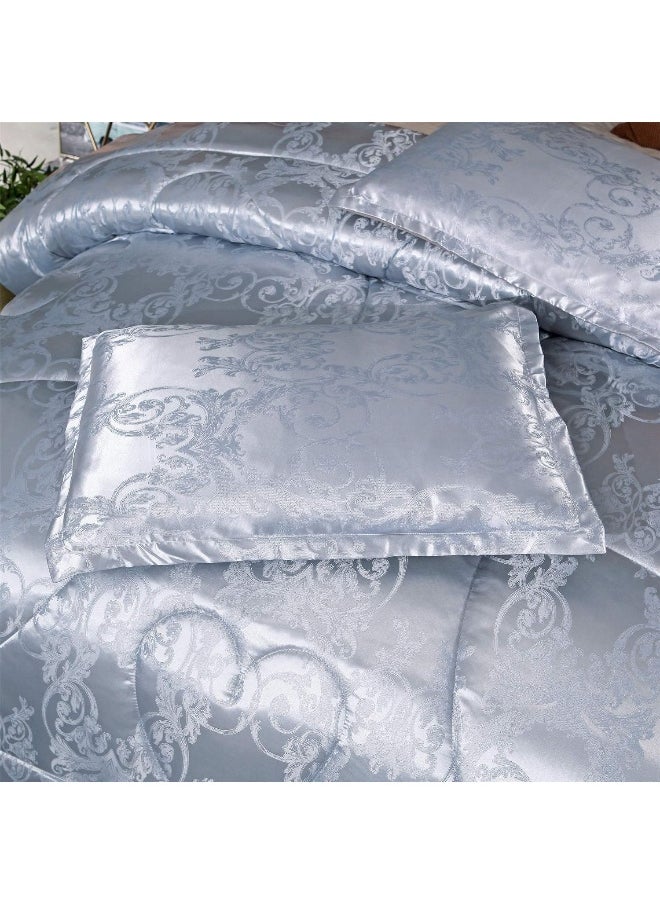 Generic - Raytrue-X King Size Comforter Set, Silver Bedding Comforter Sets All Season Grey Bed Comforter King Set, Soft Lightweight Silk Jacquard Comforter Set with 2 Pillow Shams(King,104x90) - Image 1