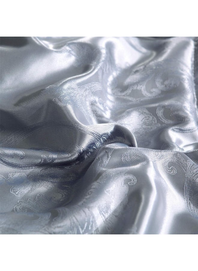 Generic - Raytrue-X King Size Comforter Set, Silver Bedding Comforter Sets All Season Grey Bed Comforter King Set, Soft Lightweight Silk Jacquard Comforter Set with 2 Pillow Shams(King,104x90) - Image 1