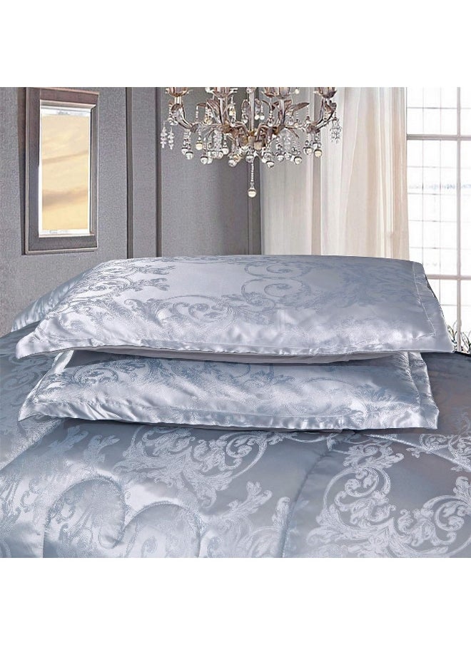 Generic Raytrue-X King Size Comforter Set, Silver Bedding Comforter Sets All Season Grey Bed Comforter King Set, Soft Lightweight Silk Jacquard Comforter Set with 2 Pillow Shams(King,104x90)  - Image 5