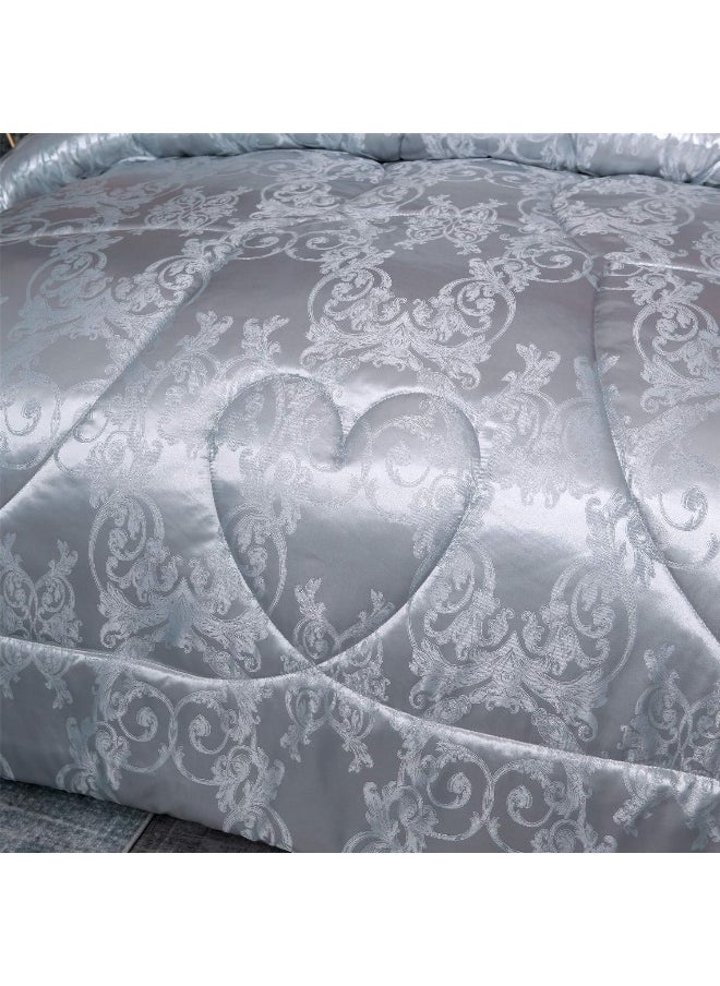 Generic Raytrue-X King Size Comforter Set, Silver Bedding Comforter Sets All Season Grey Bed Comforter King Set, Soft Lightweight Silk Jacquard Comforter Set with 2 Pillow Shams(King,104x90)  - Image 3