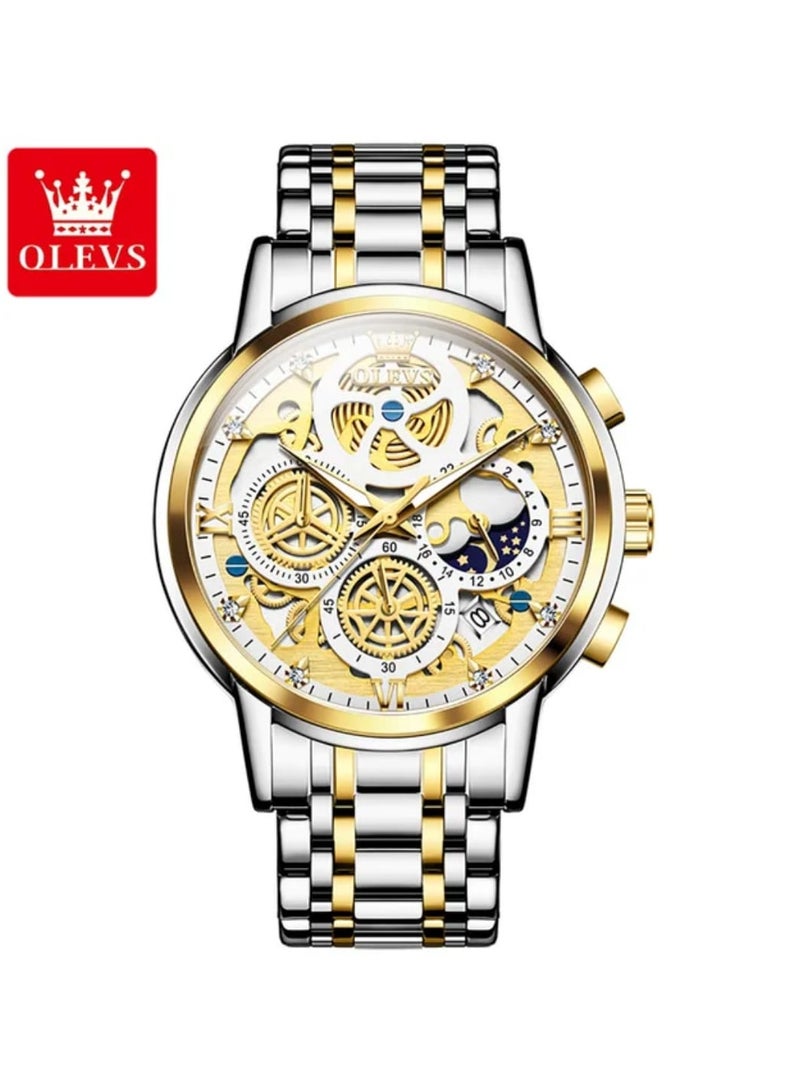 OLEVS Moon face Watches For Men's Waterproof and Stainless Steel Watch - Image 1