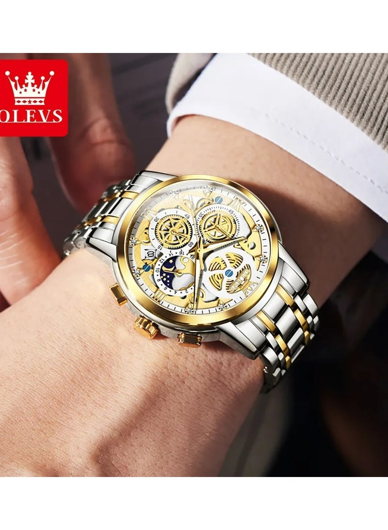 OLEVS Moon face Watches For Men's Waterproof and Stainless Steel Watch - Image 3