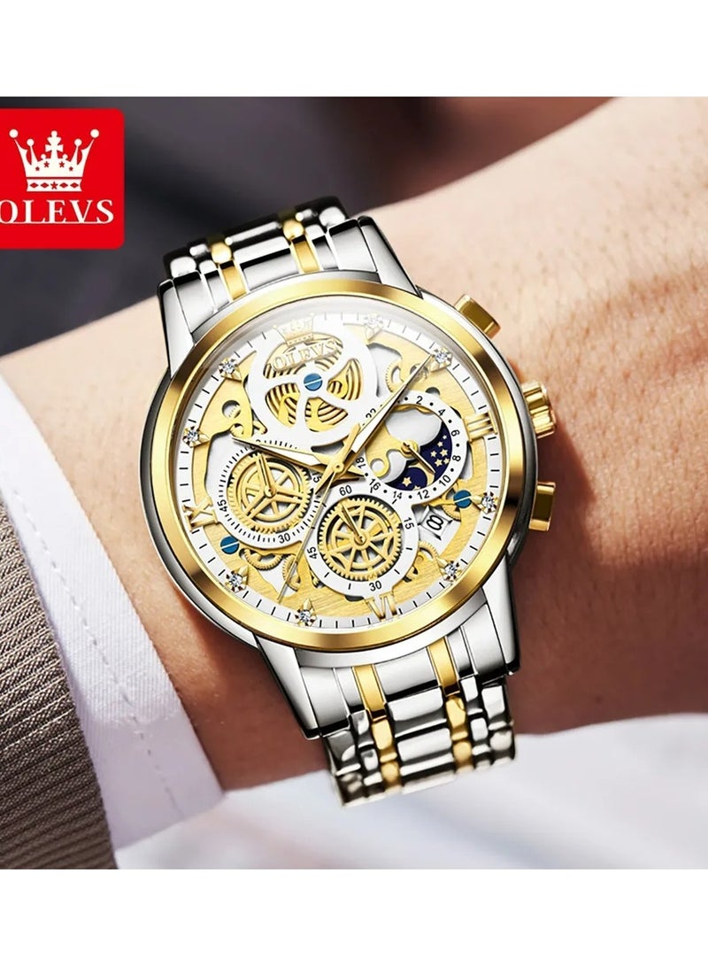 OLEVS Moon face Watches For Men's Waterproof and Stainless Steel Watch - Image 2