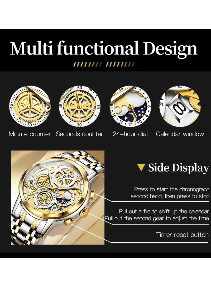 OLEVS Moon face Watches For Men's Waterproof and Stainless Steel Watch - Image 4