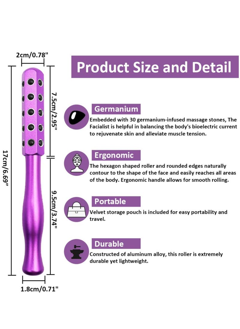 SYOSI - Facial Roller Massager, Germanium Stone Uplifting Face Massager Roller, Beauty Roller for Face, Eye, Chin, Neck Skin Care Anti Aging Wrinkles Reduces (Purple) - Image 1