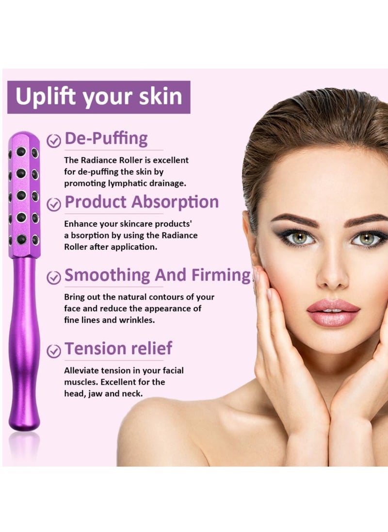 SYOSI - Facial Roller Massager, Germanium Stone Uplifting Face Massager Roller, Beauty Roller for Face, Eye, Chin, Neck Skin Care Anti Aging Wrinkles Reduces (Purple) - Image 1