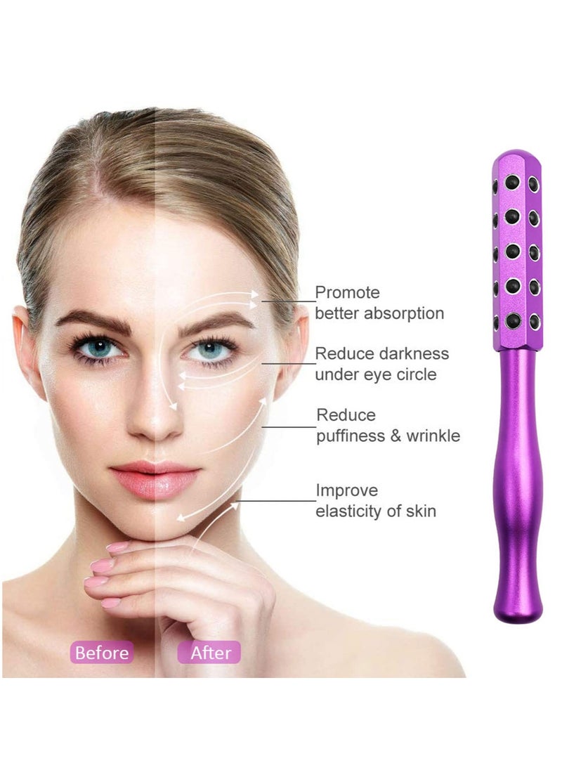 SYOSI - Facial Roller Massager, Germanium Stone Uplifting Face Massager Roller, Beauty Roller for Face, Eye, Chin, Neck Skin Care Anti Aging Wrinkles Reduces (Purple) - Image 1