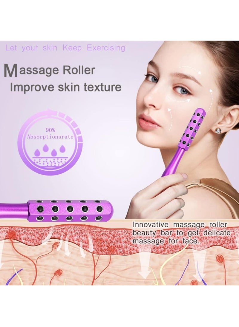 SYOSI - Facial Roller Massager, Germanium Stone Uplifting Face Massager Roller, Beauty Roller for Face, Eye, Chin, Neck Skin Care Anti Aging Wrinkles Reduces (Purple) - Image 1