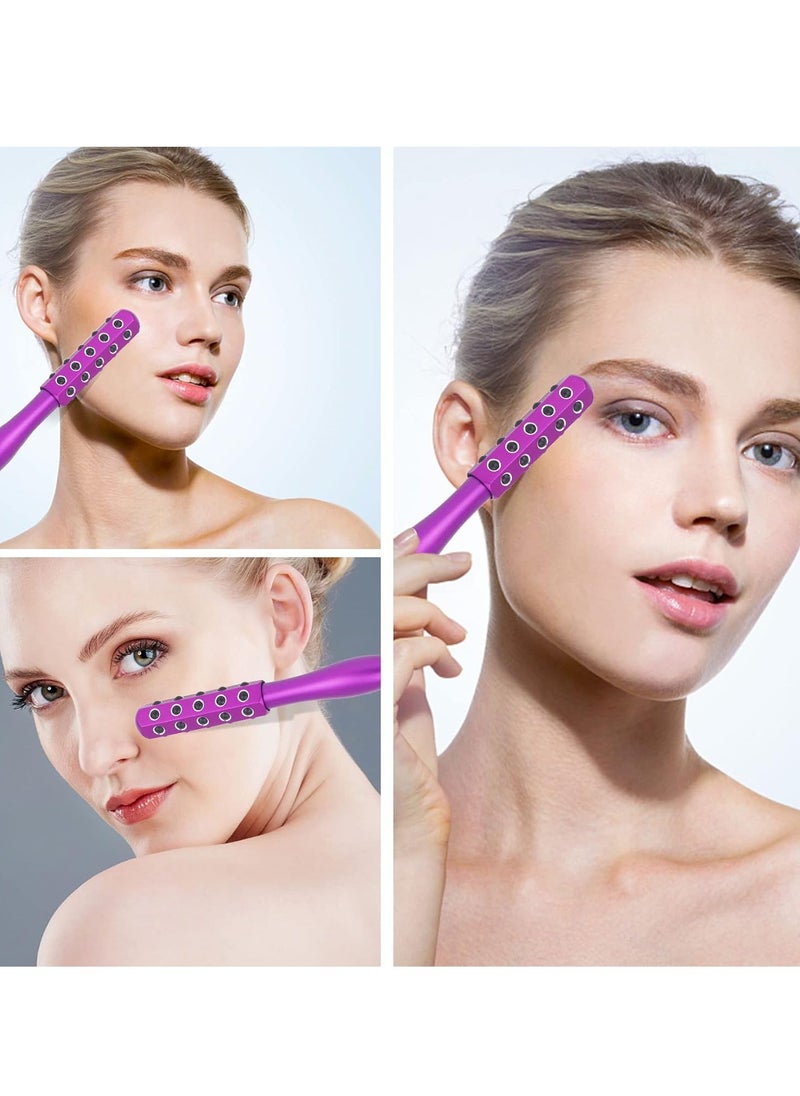 SYOSI - Facial Roller Massager, Germanium Stone Uplifting Face Massager Roller, Beauty Roller for Face, Eye, Chin, Neck Skin Care Anti Aging Wrinkles Reduces (Purple) - Image 1