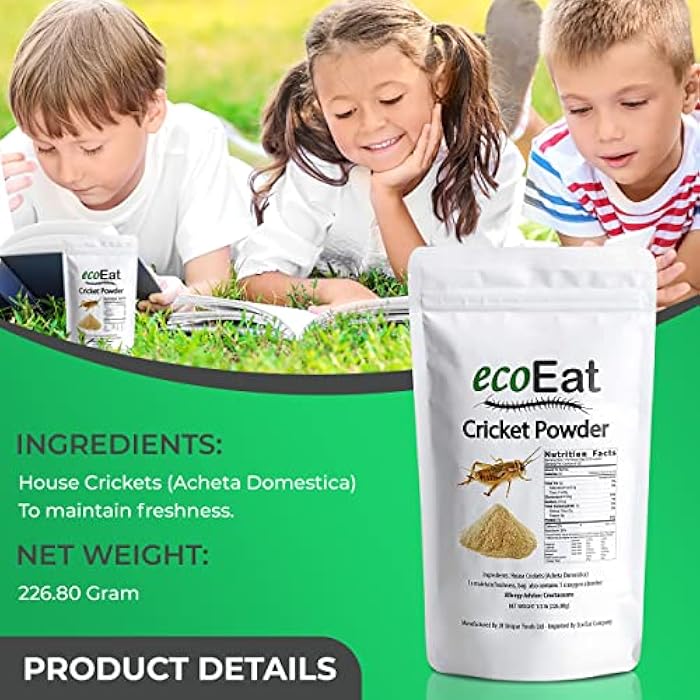 ecoEat دقيق حشرات الجراد 100% 1/2 رطل كيس بروتين عالي (227 جرام) - Image 4