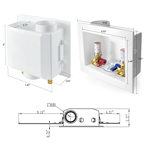 EFIELD Washing Machine Outlet Box with Center Drain 1/2-inch Push-Fit with Water Hammer Arrestor,(WM015) - Image 2