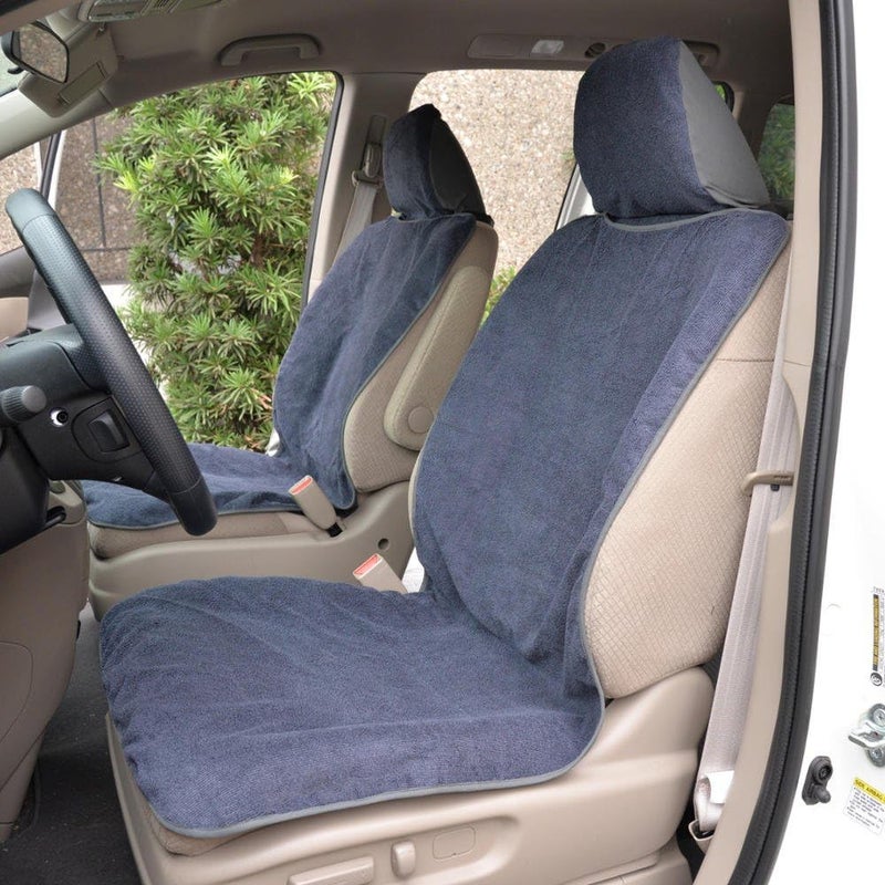 BDK UltraFit Car Seat Towel Cover, 2 Pack with Gray Trim – Waterproof Sweat Protector for Active Lifestyles - Image 3