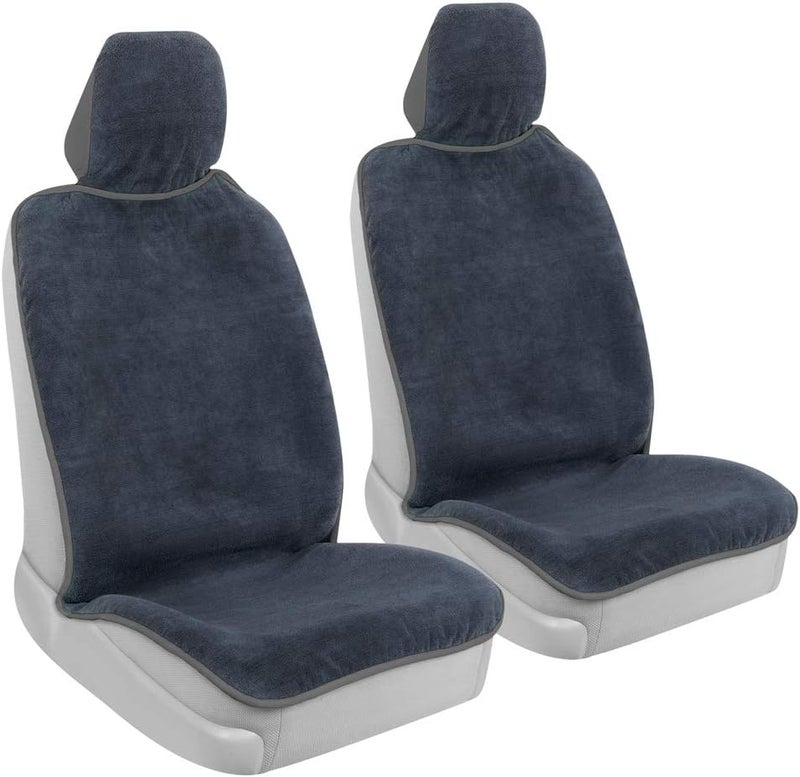 BDK UltraFit Car Seat Towel Cover, 2 Pack with Gray Trim – Waterproof Sweat Protector for Active Lifestyles - Image 1