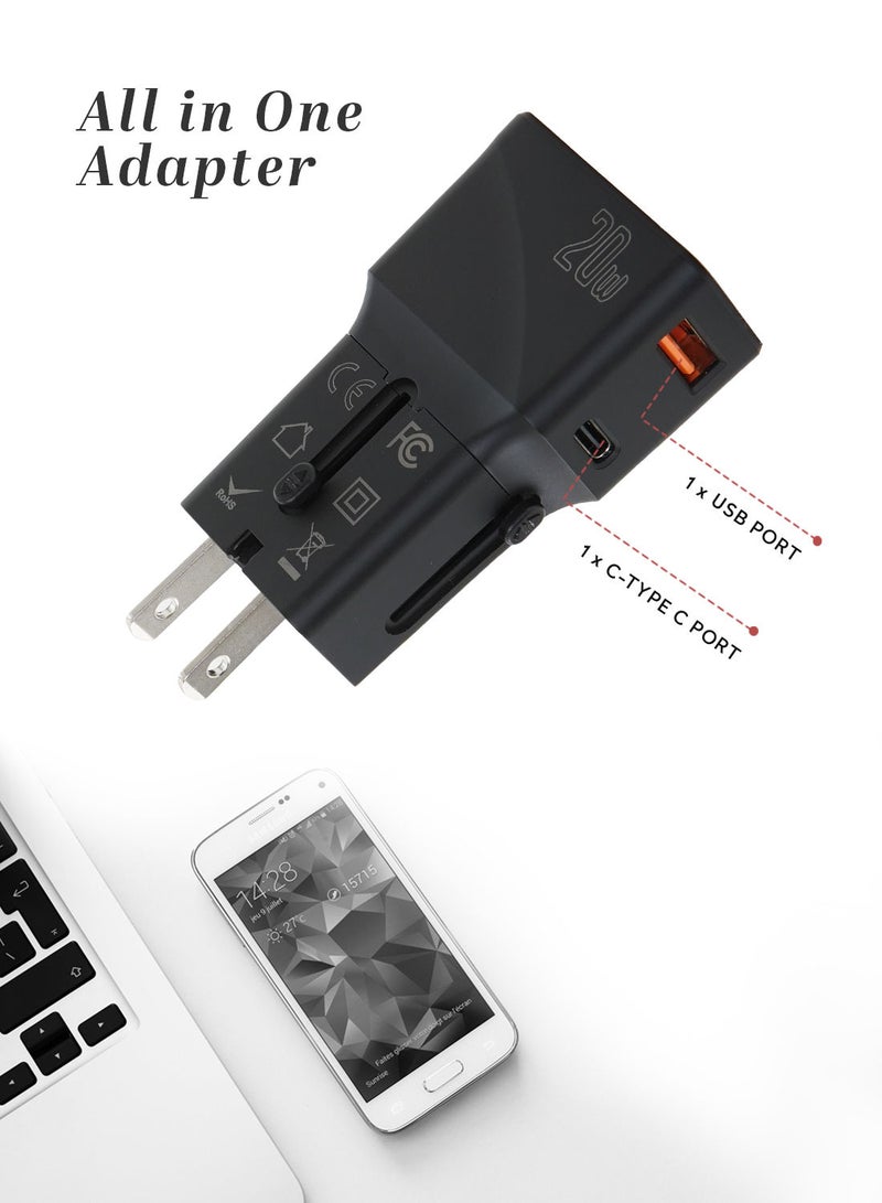 PARAJOHN محول سفر سريع الشحن متعدد المنافذ بقوة 200 وات، منفذ USB واحد، يعمل في العديد من البلدان، متين وقابل للحمل، متعدد المنافذ، PD +QC3.0  - Image 3