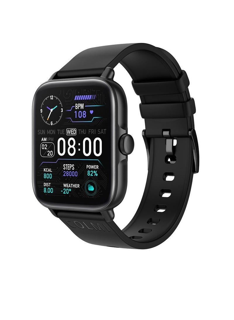 كولمي ساعة ذكية P28 Plus، مقاومة للماء IP67، شاشة لمس كاملة، ساعة أندرويد، خفيفة الوزن ومريحة لتتبع اللياقة البدنية مع مراقبة ضغط الدم ومعدل ضربات القلب، (قطعة واحدة، أسود) - Image 1