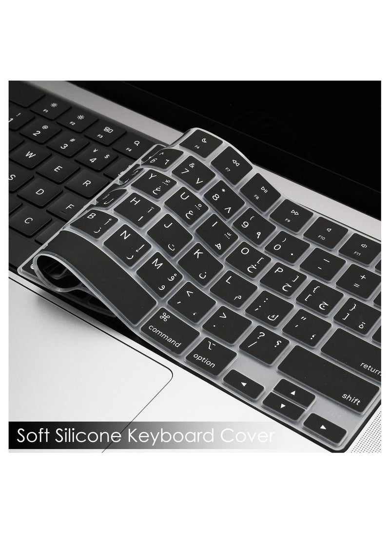 AMM US  Layout Arabic/English Silicone Keyboard Cover Compatible with MacBook New Air 13.6" & 15.3" M4/M3/M2 Model:-A3113/A2681/A2941/A3114 Release 2024/2023/2022"& MacBook Pro 14.2" & 16.2" M4/M3/M2/M1 Model:- A3112/A3185/A3401/A2992/A2918/A2779/A2442/ A3403/A3186/A2991/A2780/A2485 Release 2024-2021" Black  - Image 5
