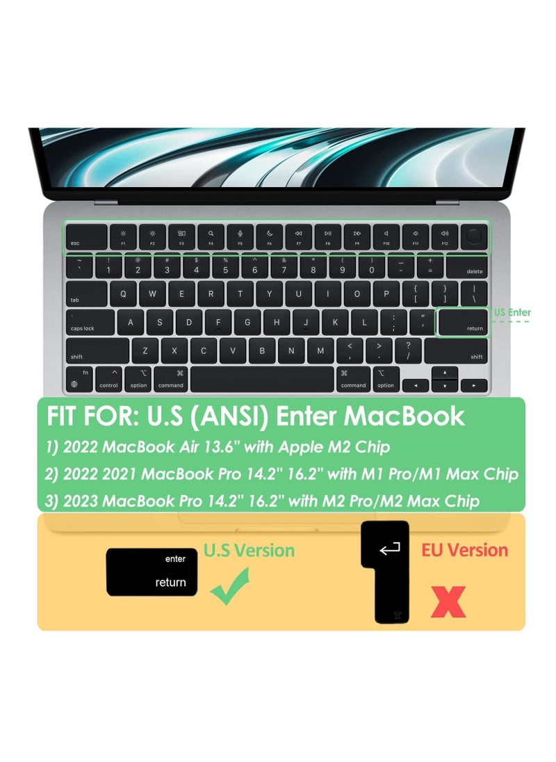 AMM US  Layout Arabic/English Silicone Keyboard Cover Compatible with MacBook New Air 13.6" & 15.3" M4/M3/M2 Model:-A3113/A2681/A2941/A3114 Release 2024/2023/2022"& MacBook Pro 14.2" & 16.2" M4/M3/M2/M1 Model:- A3112/A3185/A3401/A2992/A2918/A2779/A2442/ A3403/A3186/A2991/A2780/A2485 Release 2024-2021" Black  - Image 2