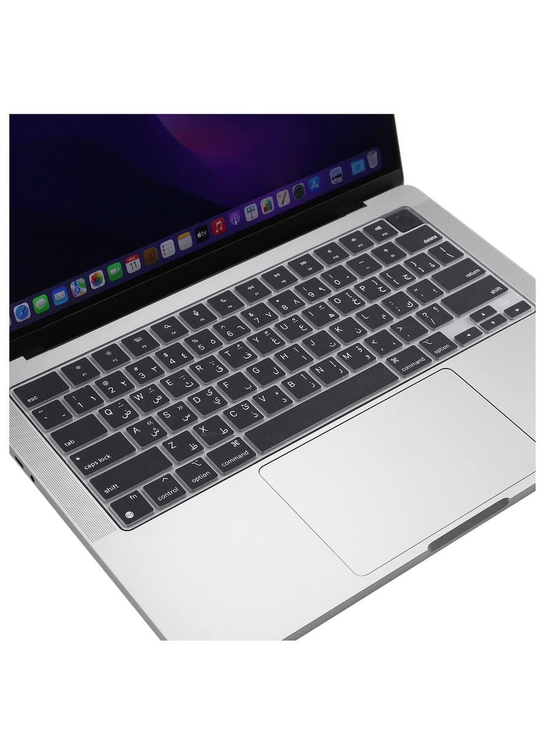 AMM US  Layout Arabic/English Silicone Keyboard Cover Compatible with MacBook New Air 13.6" & 15.3" M4/M3/M2 Model:-A3113/A2681/A2941/A3114 Release 2024/2023/2022"& MacBook Pro 14.2" & 16.2" M4/M3/M2/M1 Model:- A3112/A3185/A3401/A2992/A2918/A2779/A2442/ A3403/A3186/A2991/A2780/A2485 Release 2024-2021" Black  - Image 3