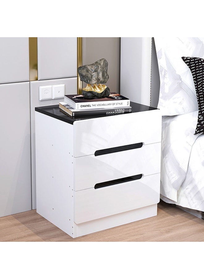 شويوين طاولة بجانب السرير منضدة طاولة بجانب السرير مع ثلاثة أدراج من الخشب الأبيض بسيطة وحديثة من الشمال وحدة تخزين صغيرة لطاولة جانبية وطاولة جانبية ومساحة صغيرة وخزانة تخزين للطاولة 40*50*60 - Image 4