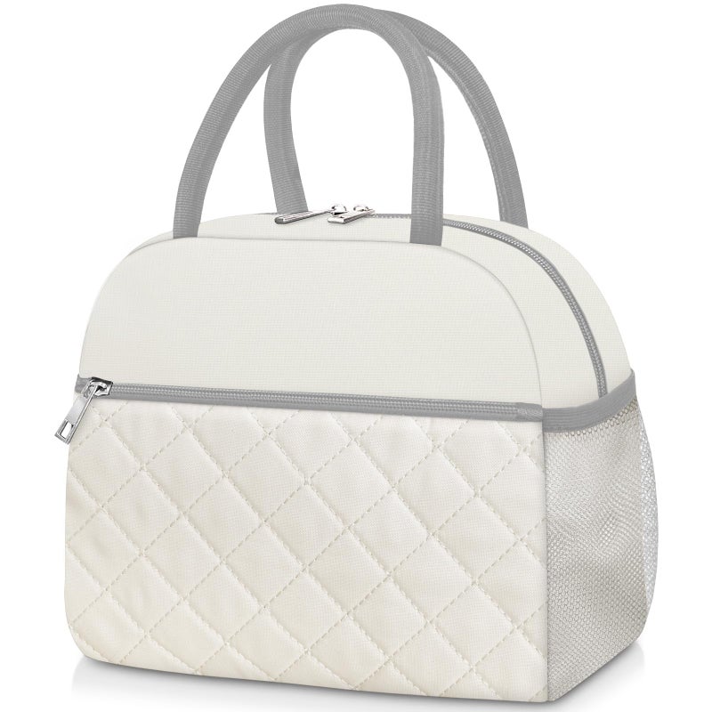KUBYA Lunch Box for Women Adult Men Insulated Cute Quilted Lunch Bag Women Reusable Large Lunch Tote Bag Leakproof Simple Cooler Bag for Work Office Picnic Beach or Travel - Image 2