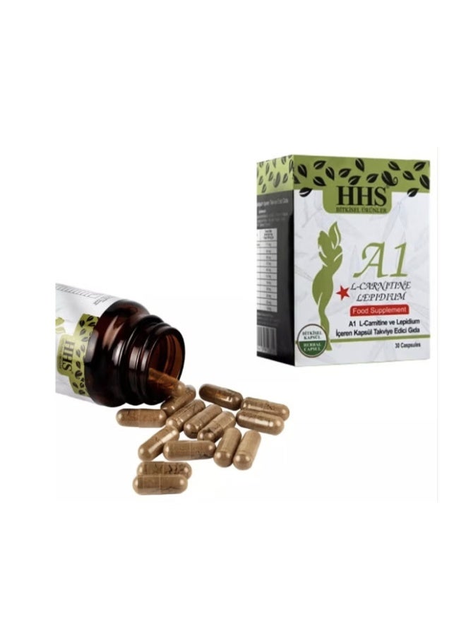 أتش أتش أس مكمل غذائي عشبي لفقدان الوزن من HHS A1 L-carnitine Lepidium - 30 كبسولة - Image 3