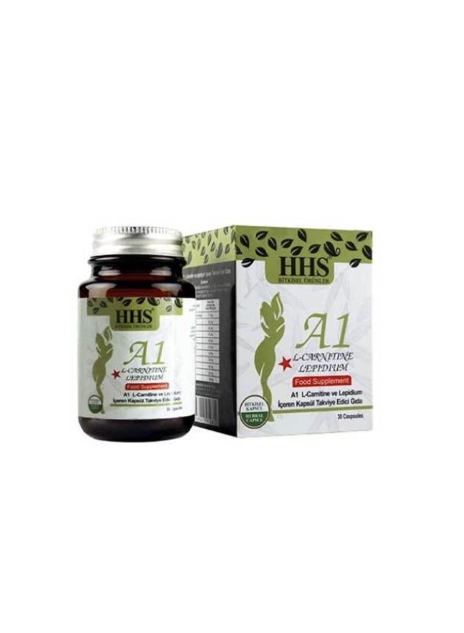 أتش أتش أس مكمل غذائي عشبي لفقدان الوزن من HHS A1 L-carnitine Lepidium - 30 كبسولة - Image 1